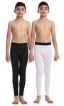 CVVTEE Boys Compression Pants Base Layers Soccer Hockey Tights Athletic Leggings Thermal for Kids… (US, Numeric, 10, Regular, 1black+1white)