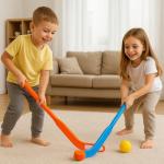 Liberty Imports Kids Floor Hockey Stick Set - 29" Youth Indoor Outdoor Toys Sports Starter Set with Plastic Puck and Ball for Toddlers, Children Ages 3-7 (2 Pack)