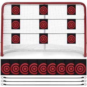 Liliful 12 Pcs Hockey Shooting Target Hockey Targets for Net Bungee Lacrosse Goal Target Easy to Install Training Aid for Teen Adult Shot Accuracy Improving(Red)