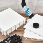 Fabbay 8 Pack Dryland Synthetic Ice Hockey Tiles 12x12 Floor Mat Hockey Training Equipment for Shooting Stickhandling Practice (12 x 12,White)