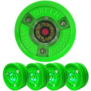 Green Biscuit Alien Hockey Pucks 4 Pack - Lights Up!