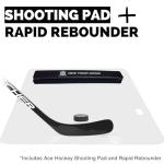 ACE HOCKEY Shooting Pad 30" x 60" with Puck Passer - Synthetic Ice Mat Hockey Puck Rebounder Included - 12.5 sqft Shoot Pad with Double Sided Passer for One Timers - Practice Hockey Shooting, Passing