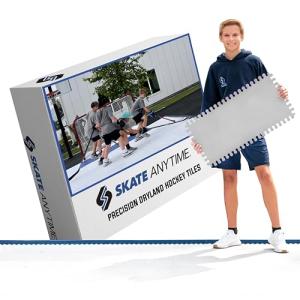 Skate Anytime Precision Dryland Hockey Tiles – Expandable Off-Ice Hockey Training Zones for Stickhandling, Passing & Shooting (Gray, Quick Hands Zone → 25 sq ft)