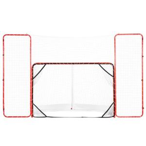 VEVOR Hockey Goal with Backstop and Targets, Street Steel Hockey Net, 72" Pro Hockey Training Goal Set, Portable Indoor Outdoor Hockey Goal with Net, Easy Assemble, White/Red