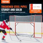 VEVOR Hockey Goal with Backstop and Targets, Street Steel Hockey Net, 72" Pro Hockey Training Goal Set, Portable Indoor Outdoor Hockey Goal with Net, Easy Assemble, White/Red