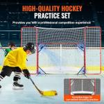 VEVOR Hockey Goal with Backstop and Targets, Street Steel Hockey Net, 72" Pro Hockey Training Goal Set, Portable Indoor Outdoor Hockey Goal with Net, Easy Assemble, White/Red