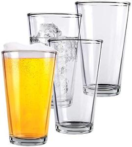 Set of 4 Tall Clear Pint Beer Glasses