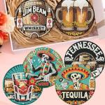 Set of 8 Halloween Beer Coasters with Cork Pads