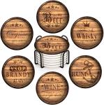Set of 6 Absorbent Drink Coasters with Holder