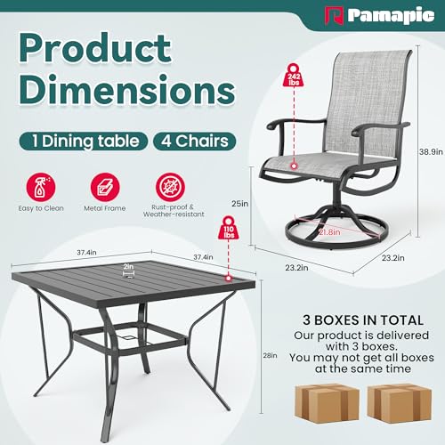 Pamapic 5-Piece Outdoor Dining Set with Swivel Chairs