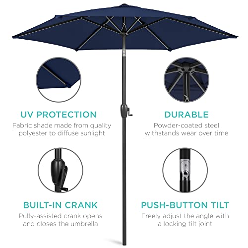 Navy Blue 7.5ft Heavy-Duty Patio Umbrella