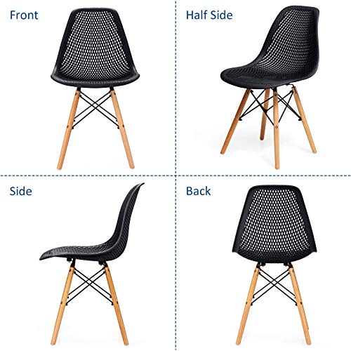 Set of 4 Modern Shell Dining Chairs, Black