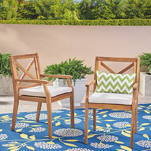 Peter Outdoor Acacia Wood Dining Chair Set