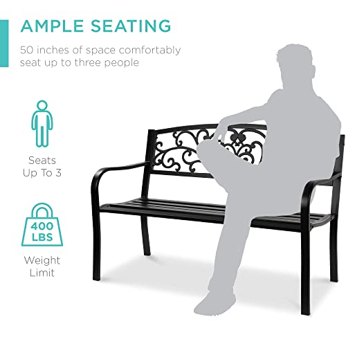 50" Steel Frame Patio Garden Bench