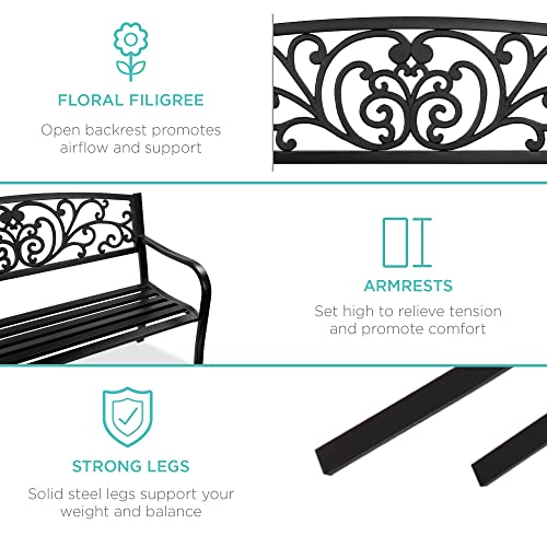 50" Steel Frame Patio Garden Bench