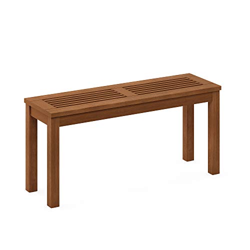 Furinno Tioman Hardwood Backless Bench, Natural Finish