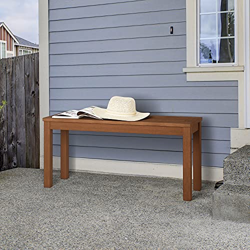 Furinno Tioman Hardwood Backless Bench, Natural Finish
