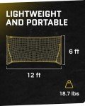 SKLZ Quickster Portable Kids Soccer Goal 12ft x 6ft