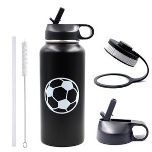 32 oz Soccer Water Bottle with 2 Lids