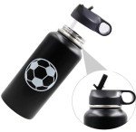 32 oz Soccer Water Bottle with 2 Lids