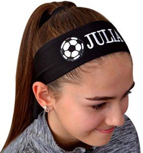 Personalized Black Soccer Headband with Embroidered Name