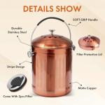 Matte Copper Compost Bin for Kitchen Countertop