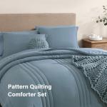 Monbix 7-Piece Dusty Blue Queen Bedding Set