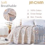 Jinchan Organic Cotton Orange Throw Blanket 80x90