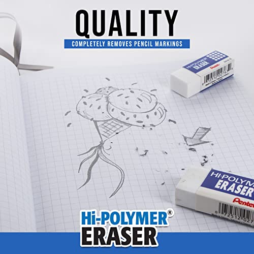 Pentel Hi-Polymer Large White Block Eraser, 10 Pack