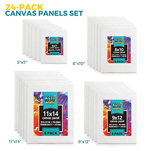 24-Pack Cotton Canvas Panels for Painting