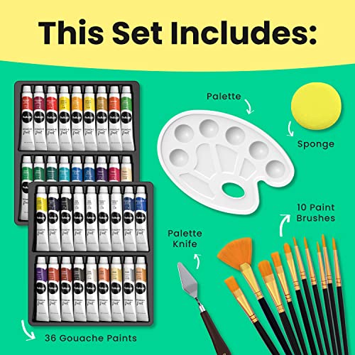 36-Color Gouache Set in 12ml Tubes