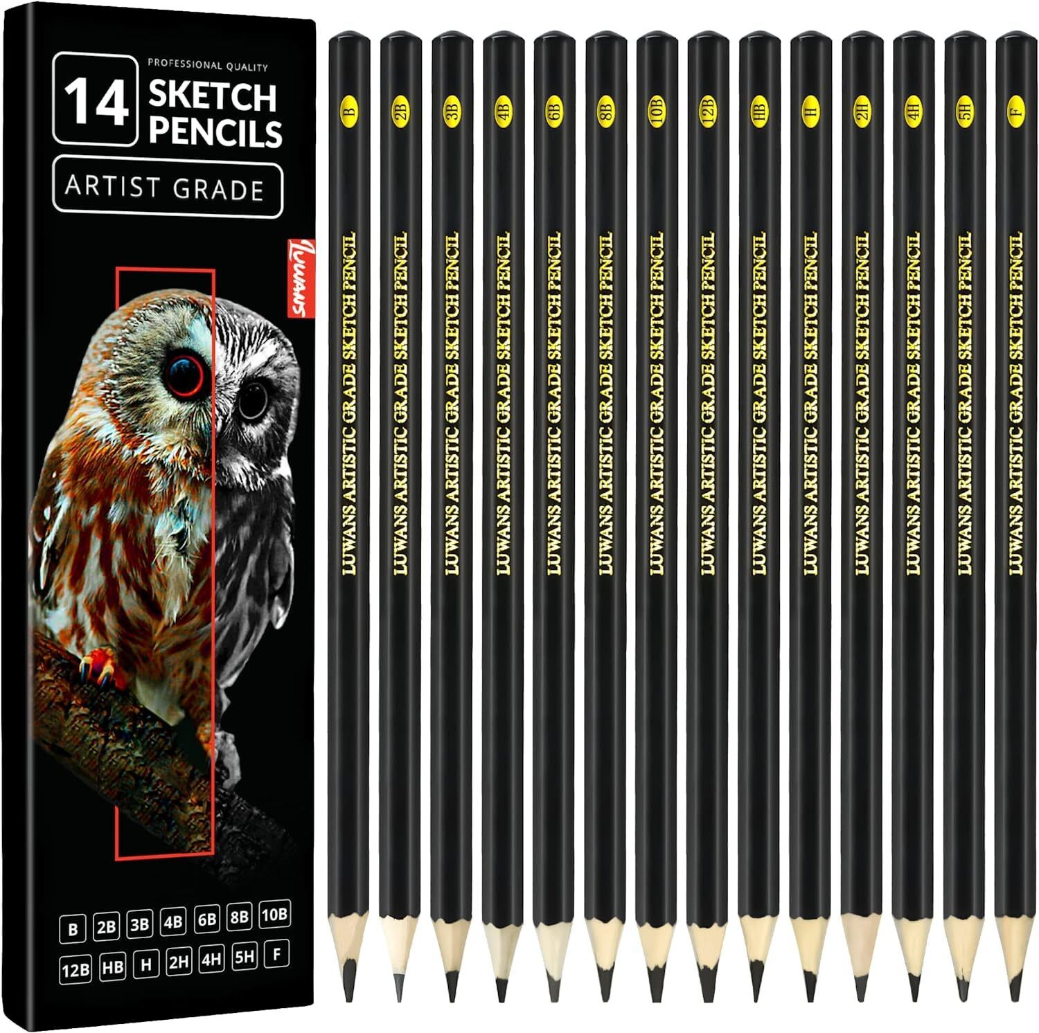 14-Piece B-12B Sketch Pencil Set for Artists