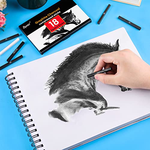 Dyvicl Compressed Charcoal Sticks for Drawing, Pack of 18