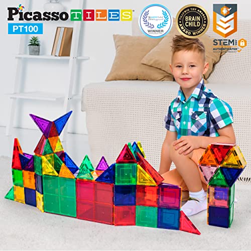PicassoTiles 100-Piece Clear Magnetic Building Set