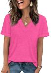 Hot Pink V-Neck Casual Summer Top for Women