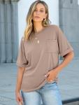 Oversized Khaki Summer Tee with Pocket
