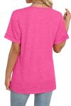 Hot Pink V-Neck Casual Summer Top for Women