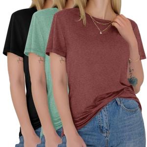 3 Pack Women's Casual Short Sleeve T-Shirts