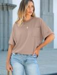 Oversized Khaki Summer Tee with Pocket