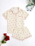 Cute Summer Pajama Set for Women - Apricot