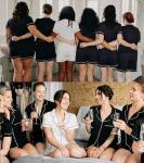 SWOMOG Women's Bride Button Down Pajama Set