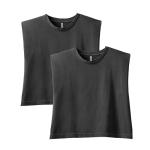American Apparel Women’s Heavyweight Cotton, Boxy, Cropped, and Garment Dyed Muscle T-Shirt, Style G307GD, 2-Pack, Faded Black (2-pack), Small