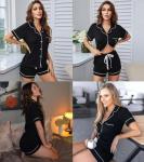 SWOMOG Women's Bride Button Down Pajama Set