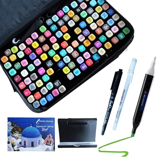 120 Color Dual Tip Alcohol Markers Set, Perfect for Adult Coloring