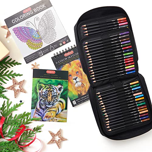 PANDAFLY 150 Colored Pencils Set with Sketchbook