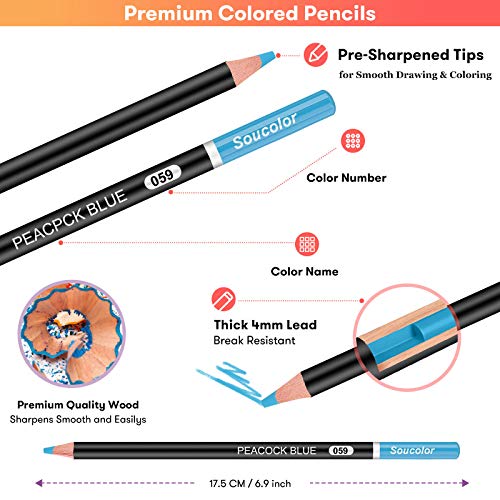 Soucolor 180 Professional Colored Pencils Set