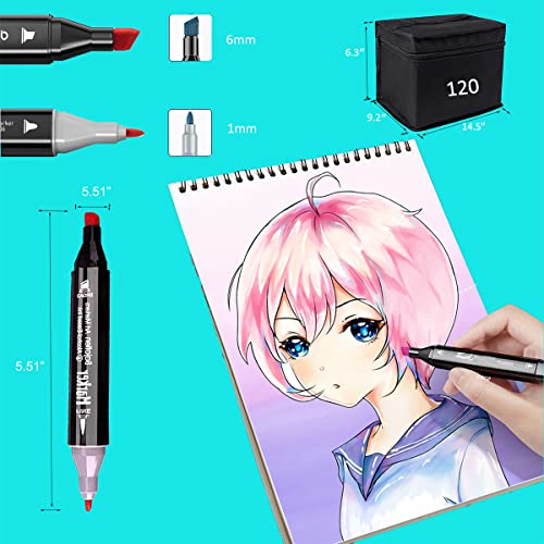 120-Color Dual-Tip Alcohol Markers Set