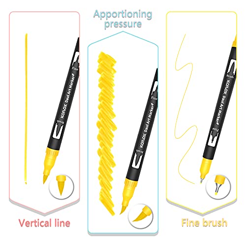 Koilox 24-Color Dual Tip Brush Pen Set