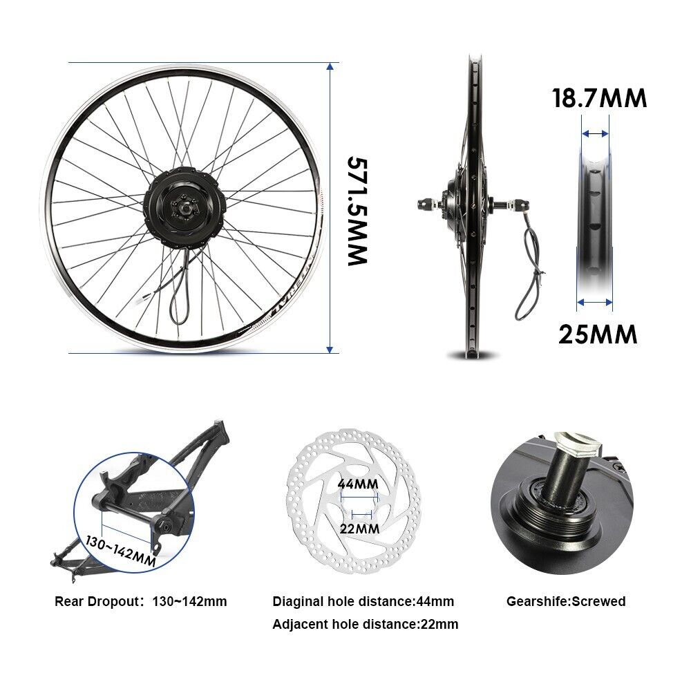 26” Electric Bike Conversion Kit with 48V Battery