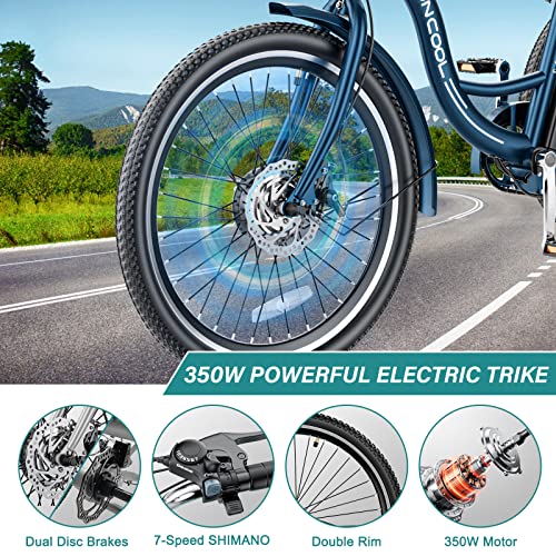 MOPHOTO 350W 7-Speed Electric Adult Trike
